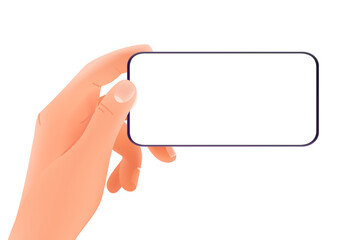 Aufkleber - Smartphone in hands vector mockup isolated on white background. Vectical orientation