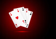 poker, assi, 4, quattro, sospesi, vettoriale	
