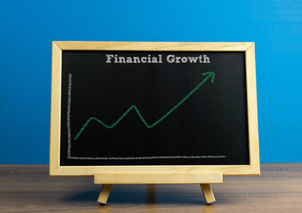 FINANCIAL GROWTH word is written on a chalkboard with graph, business concept