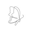 Single continuous line drawing of luxury butterfly for corporation logo identity. Beauty salon and healthcare company icon concept from animal shape. One line draw vector graphic design illustration