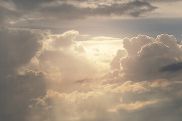 orange and dark clouds on sky at sunset  background