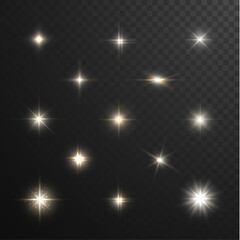 Wall Mural - stars and sparkles - collection of design elements on half-transparent background - eps10 vector