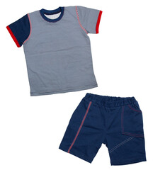 Wall Mural - set of clothes in marine style: striped vest and shorts