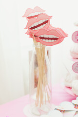 Wall Mural - party decor, lips or smiles on sticks