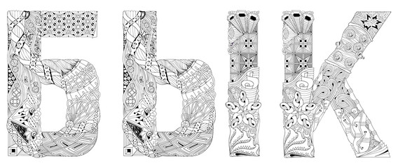 Sticker - Word BULL in Russian. Vector zentangle object for decoration, for coloring