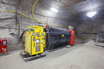 Wall Mural - Electric transformer in salt potash underground mine