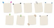 blank notepad pages items with various pins. graphic design elements