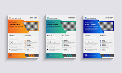 Wall Mural - Corporate Flyer design business brochure or flyer design. Leaflet presentation. Teal Flyer with abstract Shapes, space for photo background, Modern poster magazine, A4 size.
