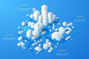 Vector isometric white city template