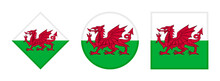 Wales Flag Icon Set. Isolated On White Background 