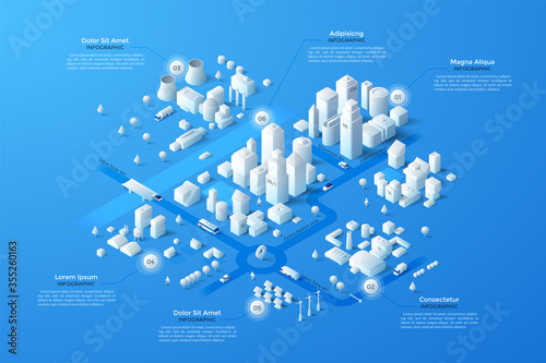 Cuadros en Lienzo Vector isometric white city template
