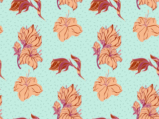 Poster - Bright color beautiful background. Tileable images from  colors and  herbs. Summer theme pattern.
