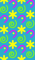 Poster - Bright color beautiful background. Tileable images from  geometric shapes and  symbols. Summer theme pattern.
