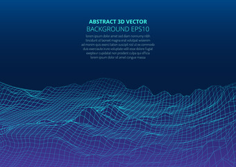 Poster - Abstract background in the style of low poly design. 3D landscape in virtual reality. Space for text.