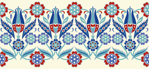 Fototapete - Vector seamless border in Eastern style. Ornament for wedding invitations, birthday and greeting cards. Floral turkish colorful pattern can be used for ceramic tile, wallpaper, web page background