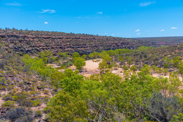 Murchison river passing through Kalbarri national park in Australia around Ross Graham lookout