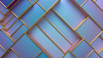 Poster - Abstract pearlescent background. Geometric random boxes.