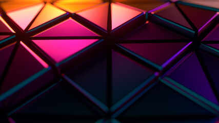 Poster - Abstract iridescent background. Geometric neon polygons.