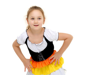 Fashionable little girl.Isolated on white background.