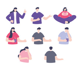 Poster - characters cartoon people man woman different activities design