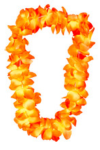 Orange Hawaiian Lei Beads With Vibrant Colors Isolated On A White Background