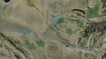 Chardzhou, Turkmenistan - outlined. Satellite