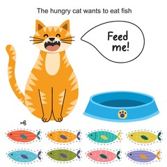 Wall Mural - Feed the cat activity page for kids