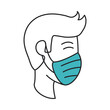 © Stockgiu - man with medical mask, covid 19 coronavirus prevention spread outbreak disease pandemic line and fill style icon