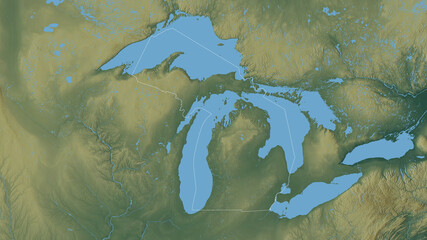 Michigan, United States - outlined. Relief