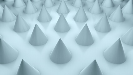 Aufkleber - Surface with numerous repeating cones, isometric background, modern computer generated 3d rendering backdrop