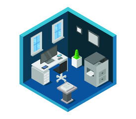 Sticker - isometric office room