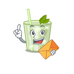 Canvas Print - A picture of cheerful mojito lemon cocktail cartoon design with brown envelope