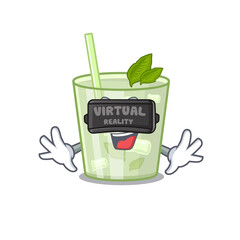 Canvas Print - A cartoon image of mojito lemon cocktail using modern Virtual Reality headset