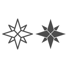 Poster - wind rose line and solid icon, nautical concept, compass star sign on white background, old-style wi