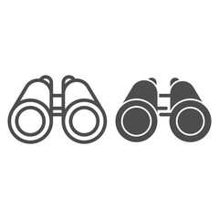 Poster - Binoculars line and solid icon, ocean concept, Binocular sign on white background, marine researcher optical instrument icon in outline style for mobile concept and web design. Vector graphics.