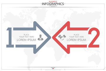 Fototapete - Infographic business horizontal timeline process chart template. Vector modern banner used for presentation and workflow layout diagram, web design. Abstract elements of graph options.