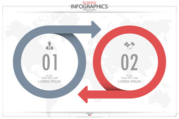 Fototapete - Infographic business horizontal timeline process chart template. Vector modern banner used for presentation and workflow layout diagram, web design. Abstract elements of graph options.