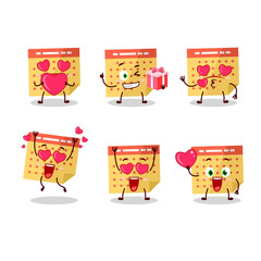 Wall Mural - Calendar cartoon character with love cute emoticon