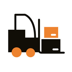 Poster - forklift with boxes carton delivery service silhouette style