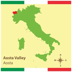 Canvas Print - aosta valley on italy map