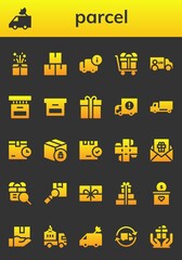 Wall Mural - Modern Simple Set of parcel Vector filled Icons