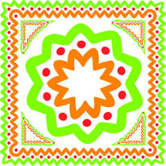Poster - Colorful abstract graphic background. Tribal ethnic ornament. Scarf design. Frame.