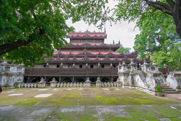 Wall Mural - Mandalay, Myanmar - August 15th 2015 : an historic Buddhist monastery located near Mandalay Hill, Mandalay Region, Myanmar