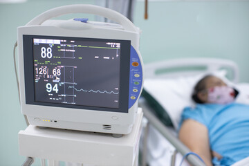 display monitor heartbeat Patient's heart rate, select focus and blur