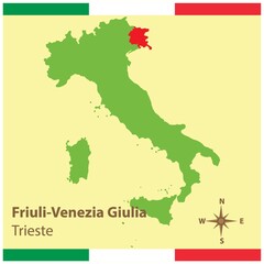 Canvas Print - friuli-venezia giulia on italy map