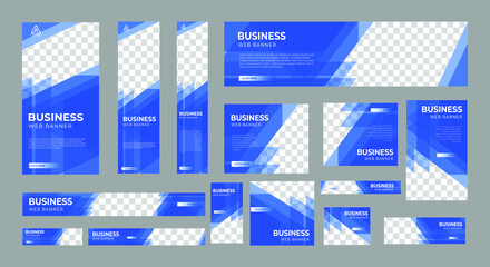 Wall Mural - set of business web banners of standard size with a place for photos. Vertical, horizontal and square template. vector illustration