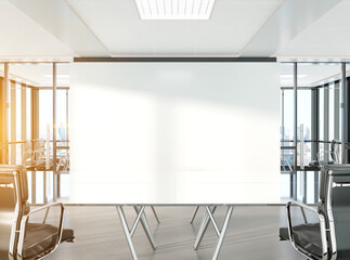 Wall Mural - Conference room in modern office Mockup 3D rendering