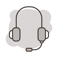 Canvas Print - headset audio device line style icon