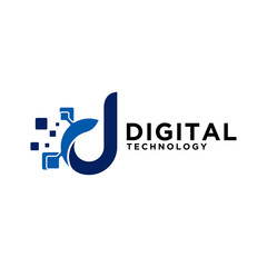 Digital technology logo icon vector. Letter D initial logo design.