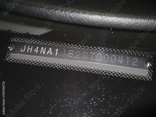 Fotomural Vin car body number 1991 Acura NSX 0037